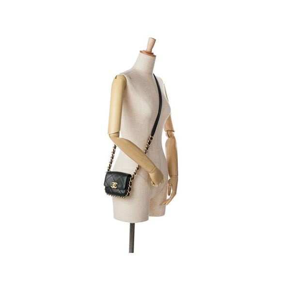 Pre Loved Chanel Mini Quilted Calfskin Framing Chain Flap Women Black Crossbody - Picture 8 of 8